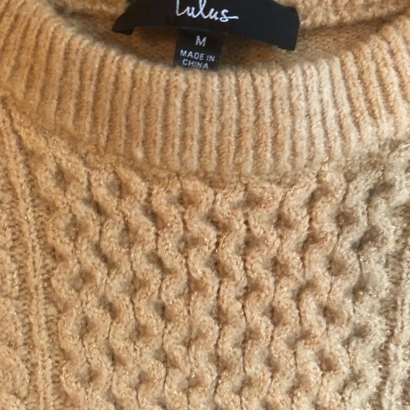 Lulus Falling for Fall Beige and Black Color Block Sweater Dress M Cable Knit - Picture 5 of 10